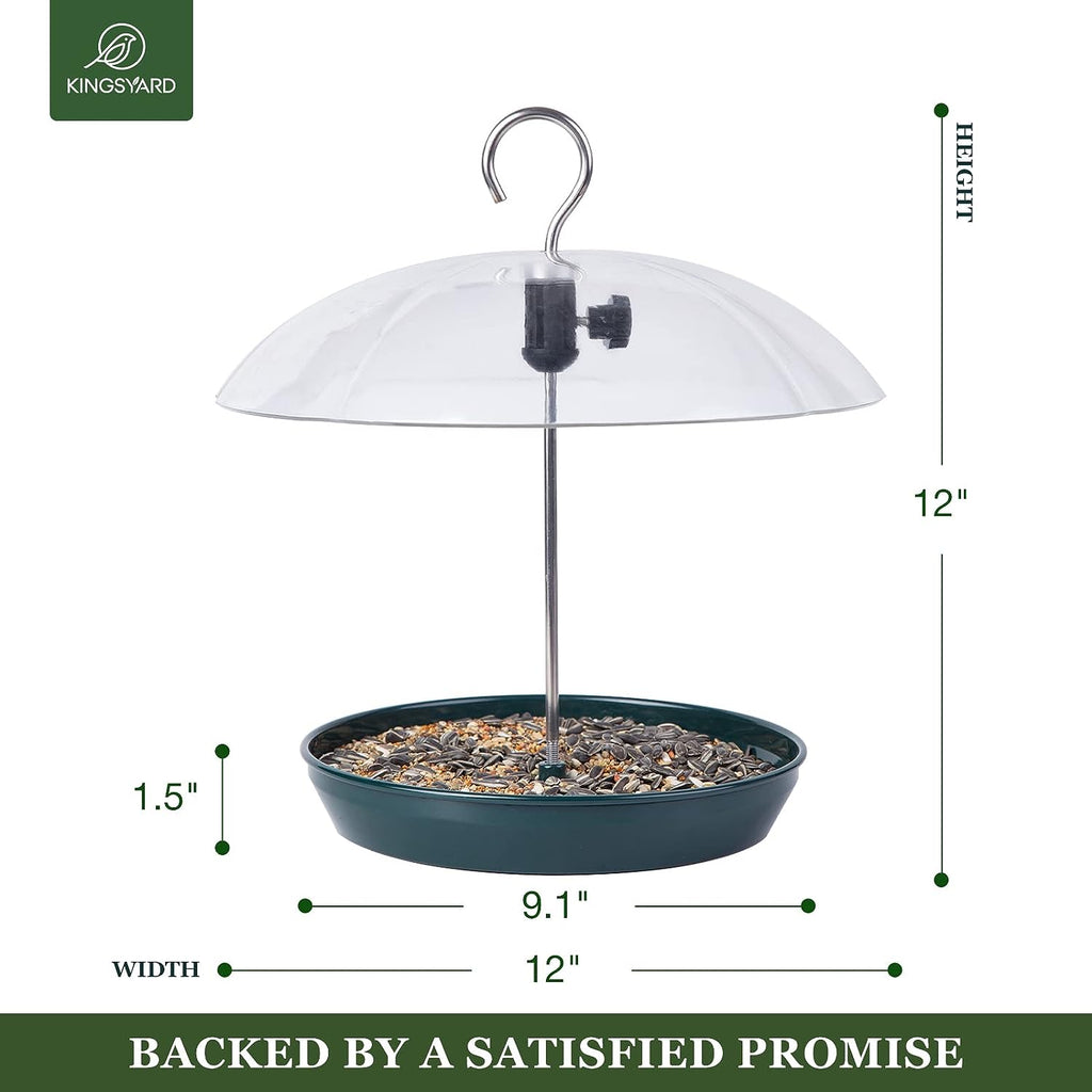 Adjustable Platform Metal Dome Bird Feeder (Green)
