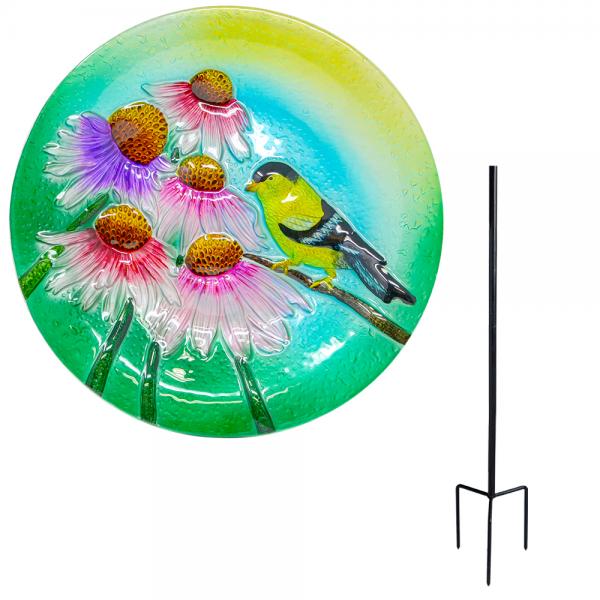 Goldfinch Staked Birdbath