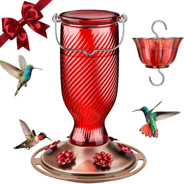 Kingsyard 24 oz Glass Hummingbird Feeder