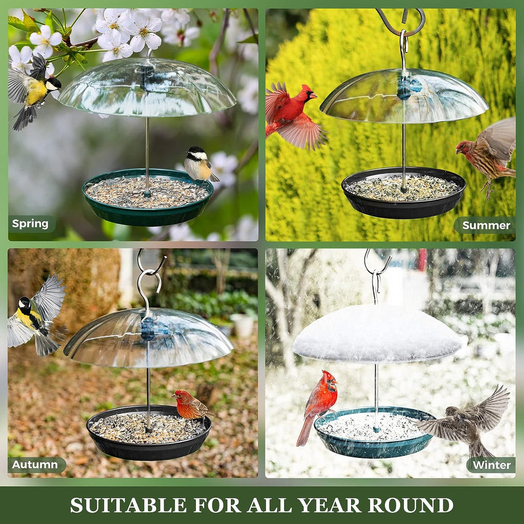 Adjustable Platform Metal Dome Bird Feeder (Green)