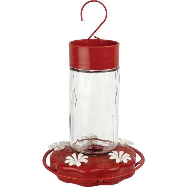 Scarlet Swirl Glass Hummingbird Feeder 20 oz.