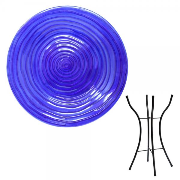 Cobalt Swirls Birdbath w/stand