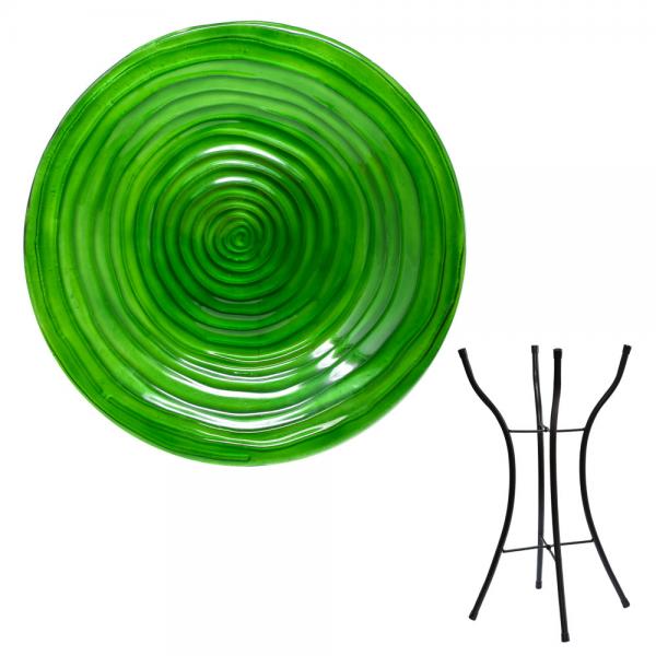 Hunter Green Glass Birdbath