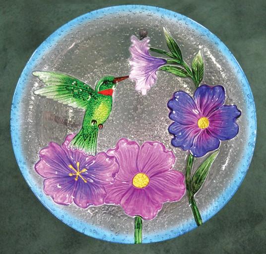 Hummingbird Glass Bird Bath