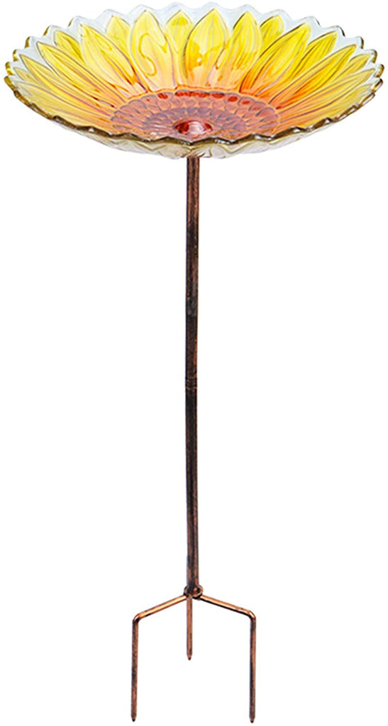 Sunflower Birdbath with Metal Stake
