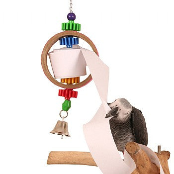 Tape Dispenser Bird Toy 14 by 5 inch - Feathered Friends of Santa Fe (www.ffofsf.com)