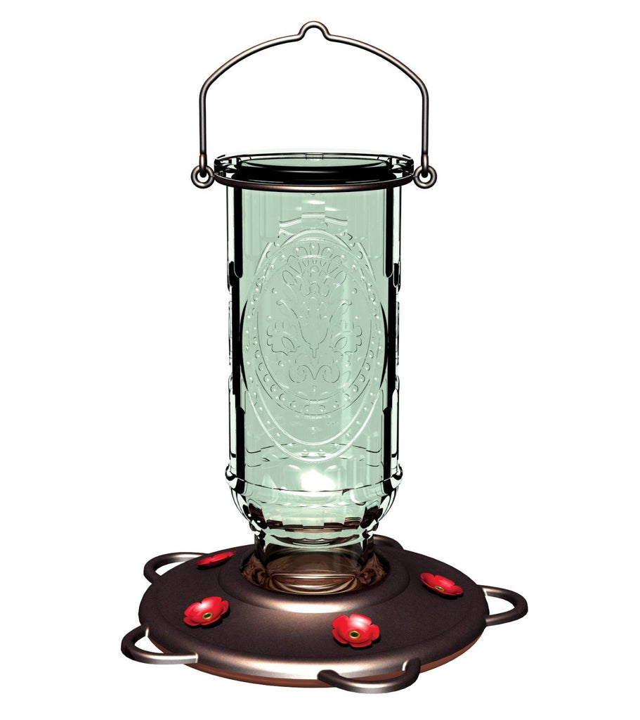 Vintage Glass Hummingbird Feeder 20 oz